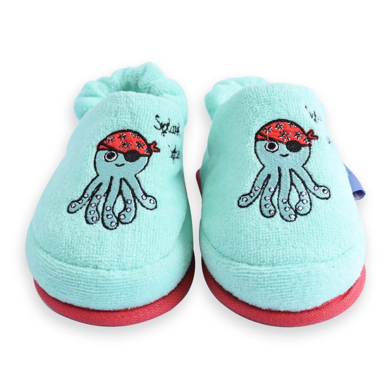 Milk & Moo Kids Slippers, 4-5 Years Old,  20cm 100% Cotton, Kids Indoor Slippers, Non-Slip Soft Sole, Slip-On Lightweight, Breathable, Ideal for Home, Bath, Indoor Use, Sailor Octopus Design, For Boys and Girls - Image 2